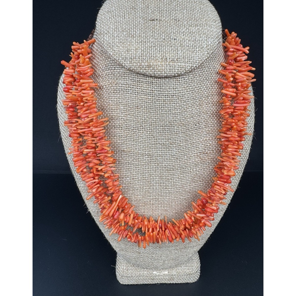 Santo Domingo Kewa 3 Strand Branch Coral Heishi Necklace 18 Inch